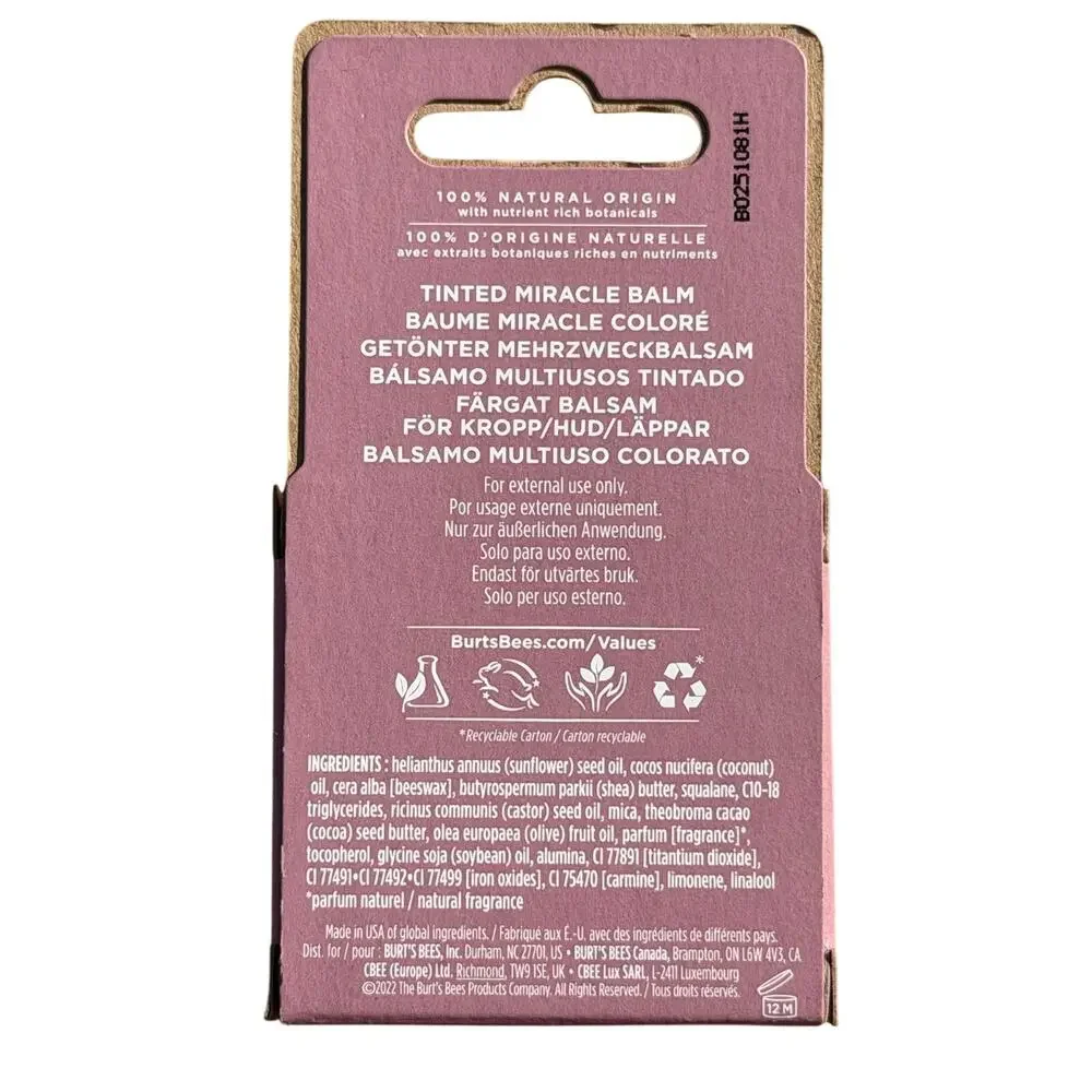 Burt's Bee’s Desert Rose Tinted Miracle Balm .6 oz new in box